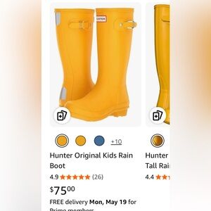 Iconic Hunter Kids' Bright Yellow Rain Boots